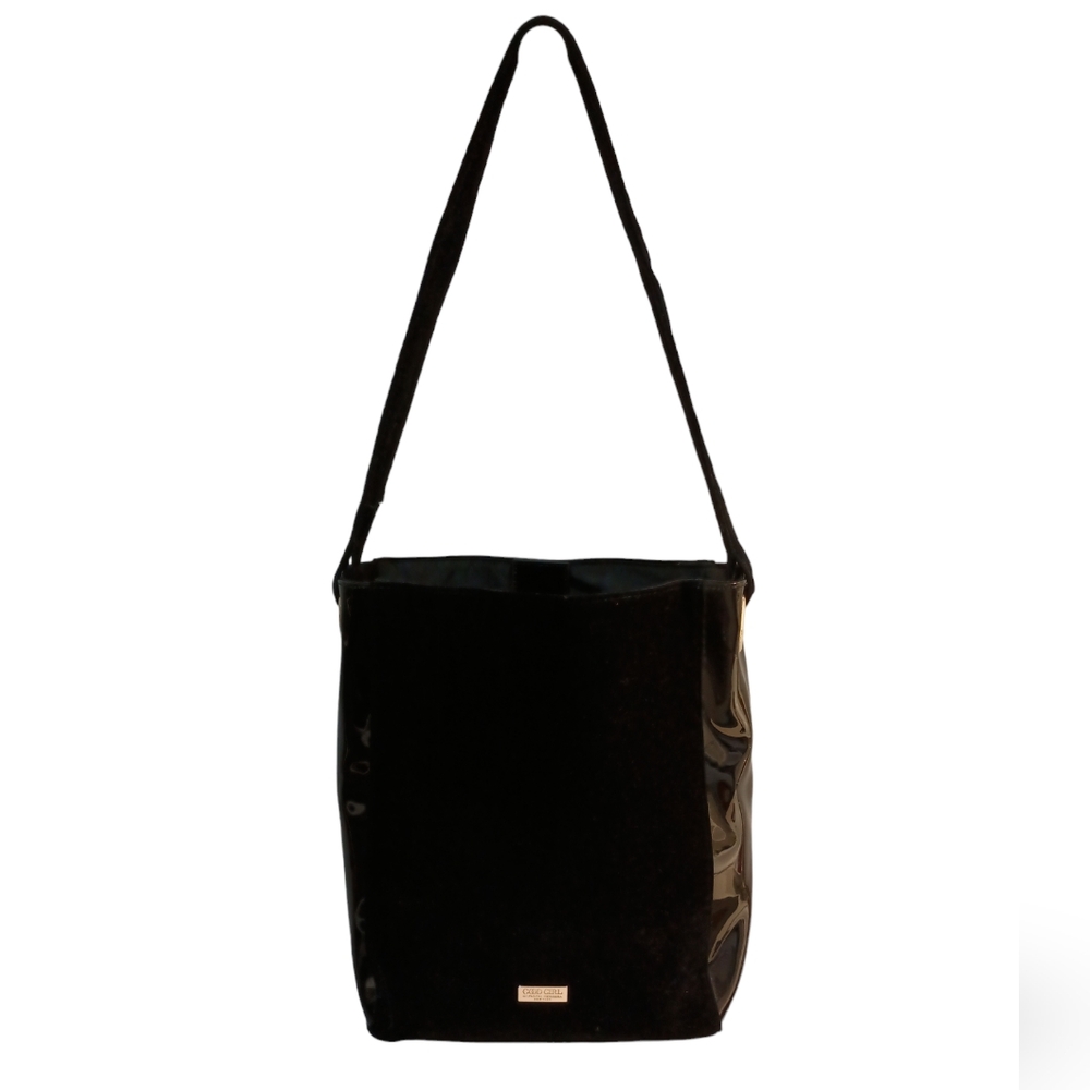 Carolina Herrera black shoulder purse with gold hardware
